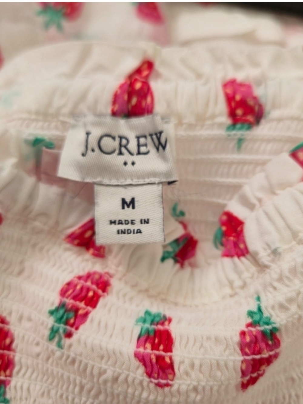 J. Crew Factory White Smocked Maxi Dress with Strawberry Print 🍓Size Medium - Picture 10 of 10